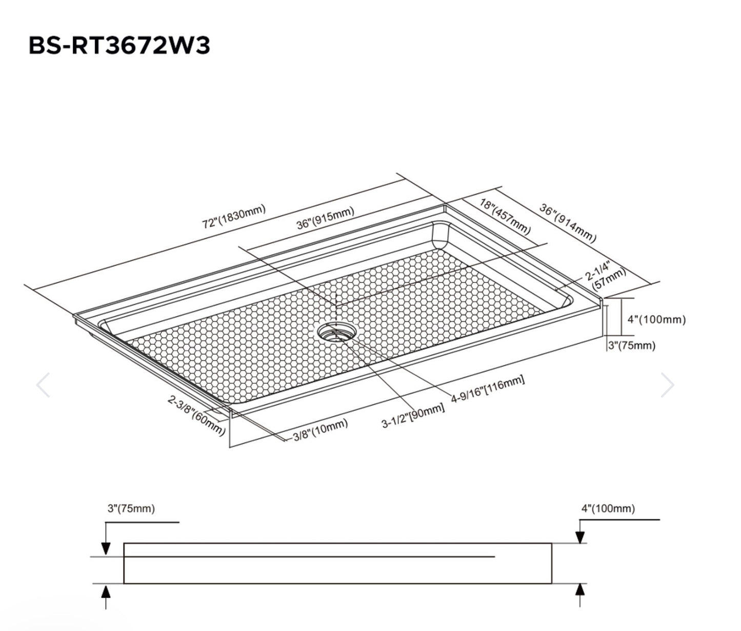 Base de douche NEUMAYER 72" x 36" Texturé