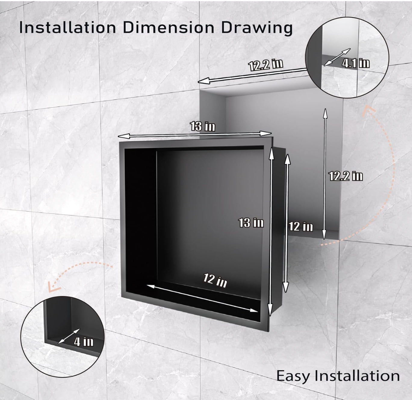 Niche encastrée DEERLAKE 12x12 2 couleurs disponibles