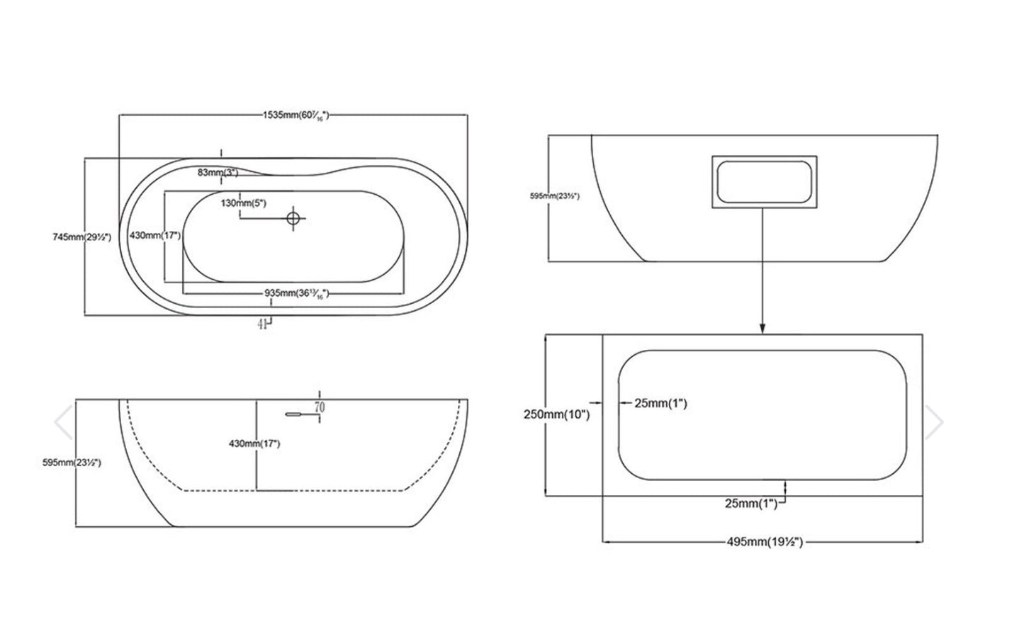Bain bordure de mûr ARGONIA 60x30