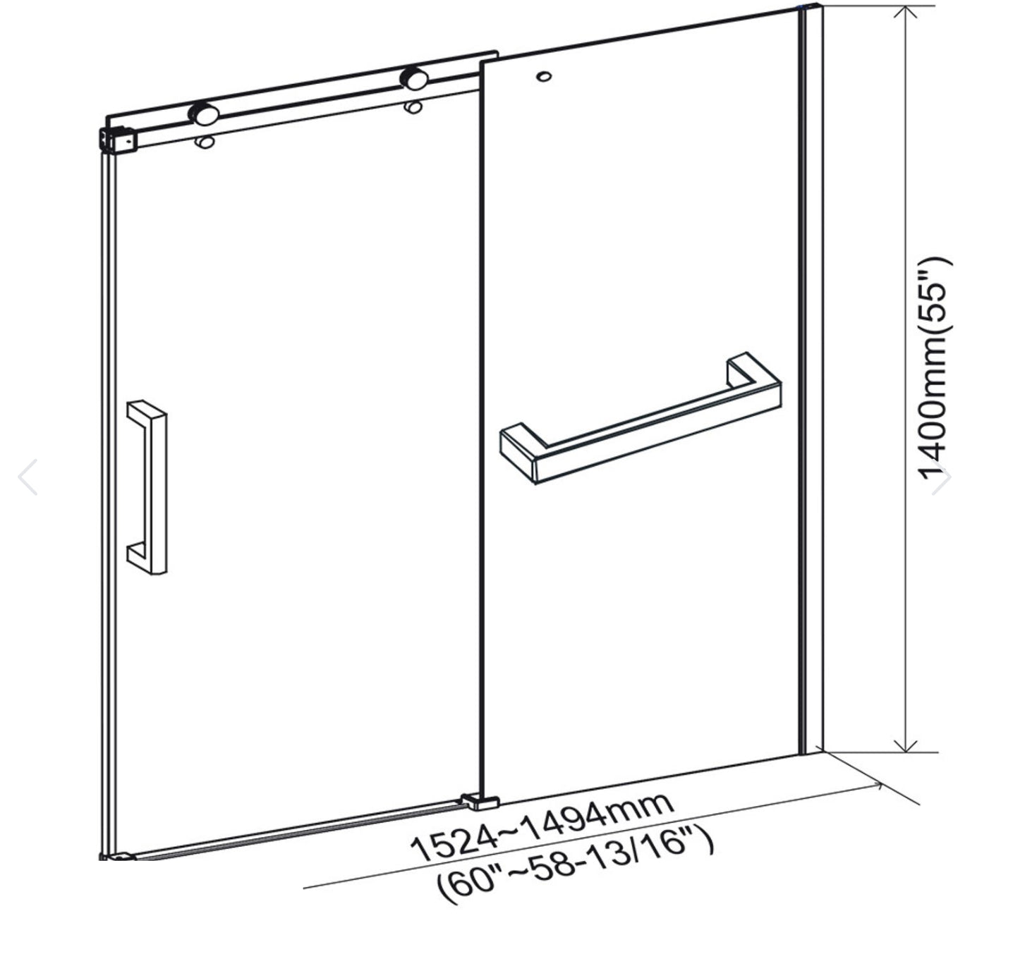 Porte de bain douche SHERWOOD 60 po chrome