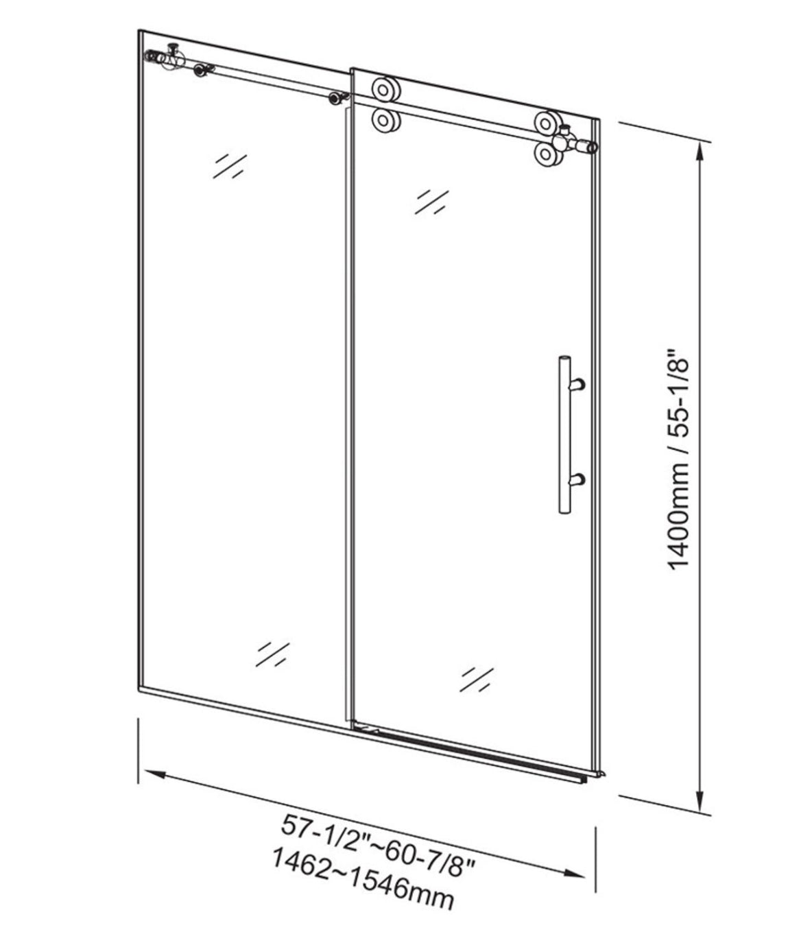 Porte de bain-douche TEXARCANA nickel brossé 60 po