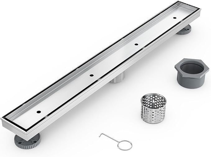 Drain de douche plusieurs dimensions disponibles carré et rectangles avec grille insert carrelage amovible