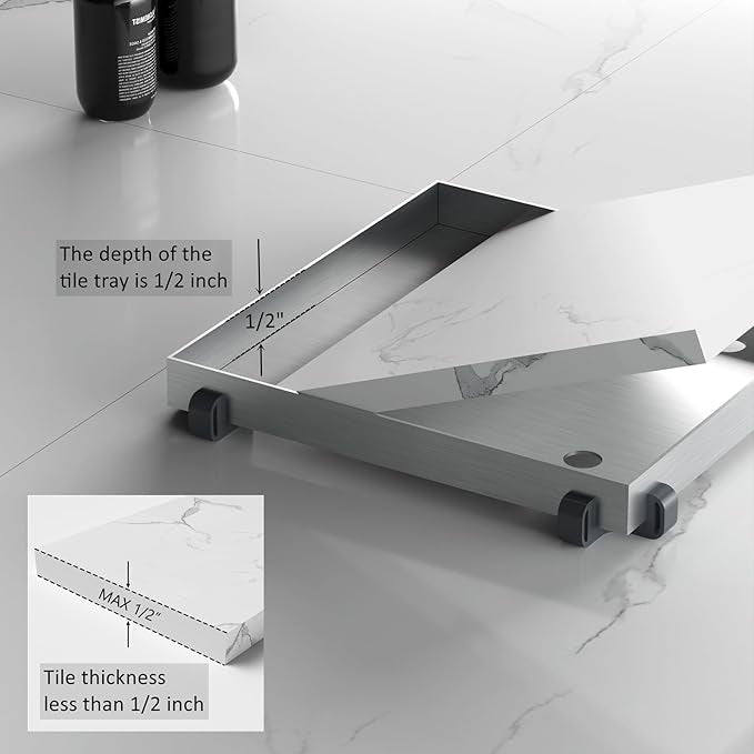Drain de douche plusieurs dimensions disponibles carré et rectangles avec grille insert carrelage amovible