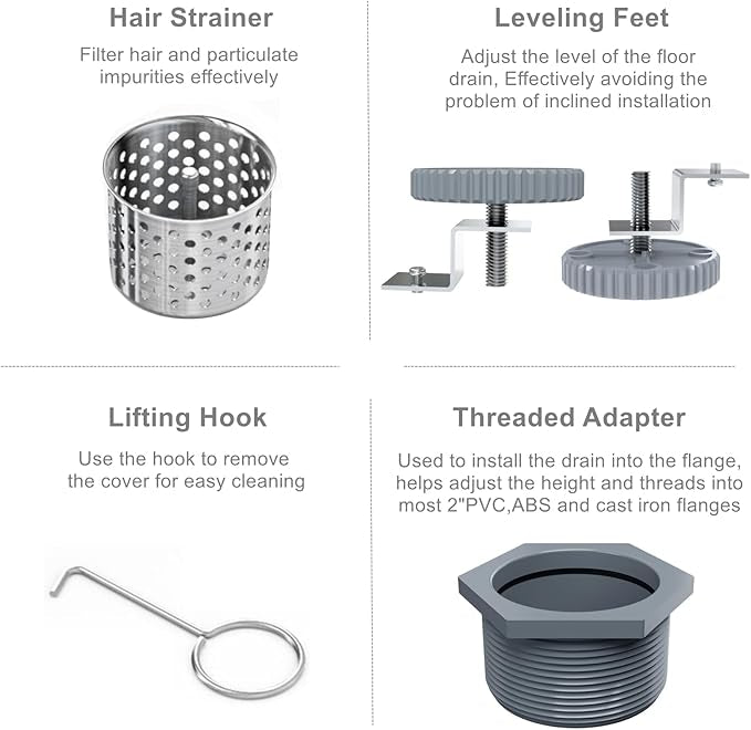 Drain de douche plusieurs dimensions disponibles carré et rectangles avec grille insert carrelage amovible