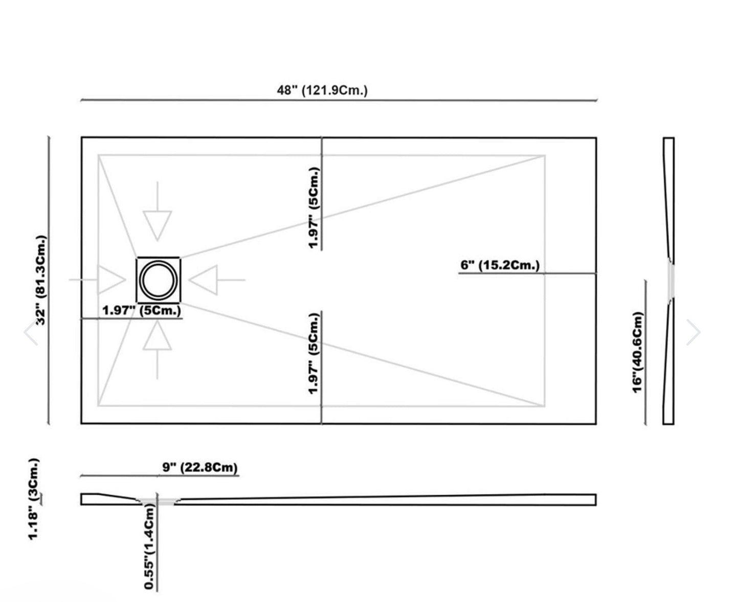 Base de douche MAWSON 60x32 / 60x36 / 48x32