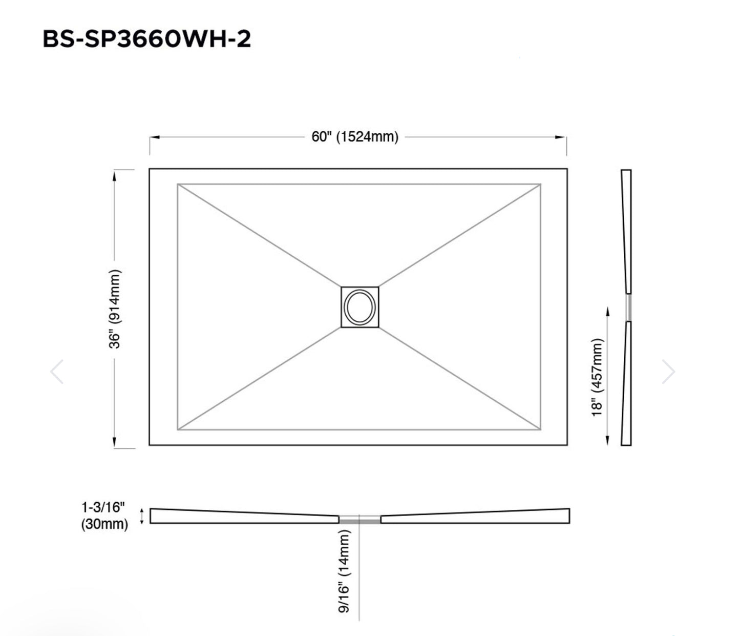 Base de douche SCOTT 60" x 36"