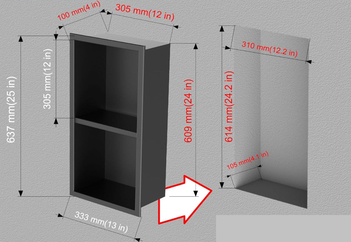 Niche encastrée GANDER avec tablette 12x24  5 couleurs disponibles