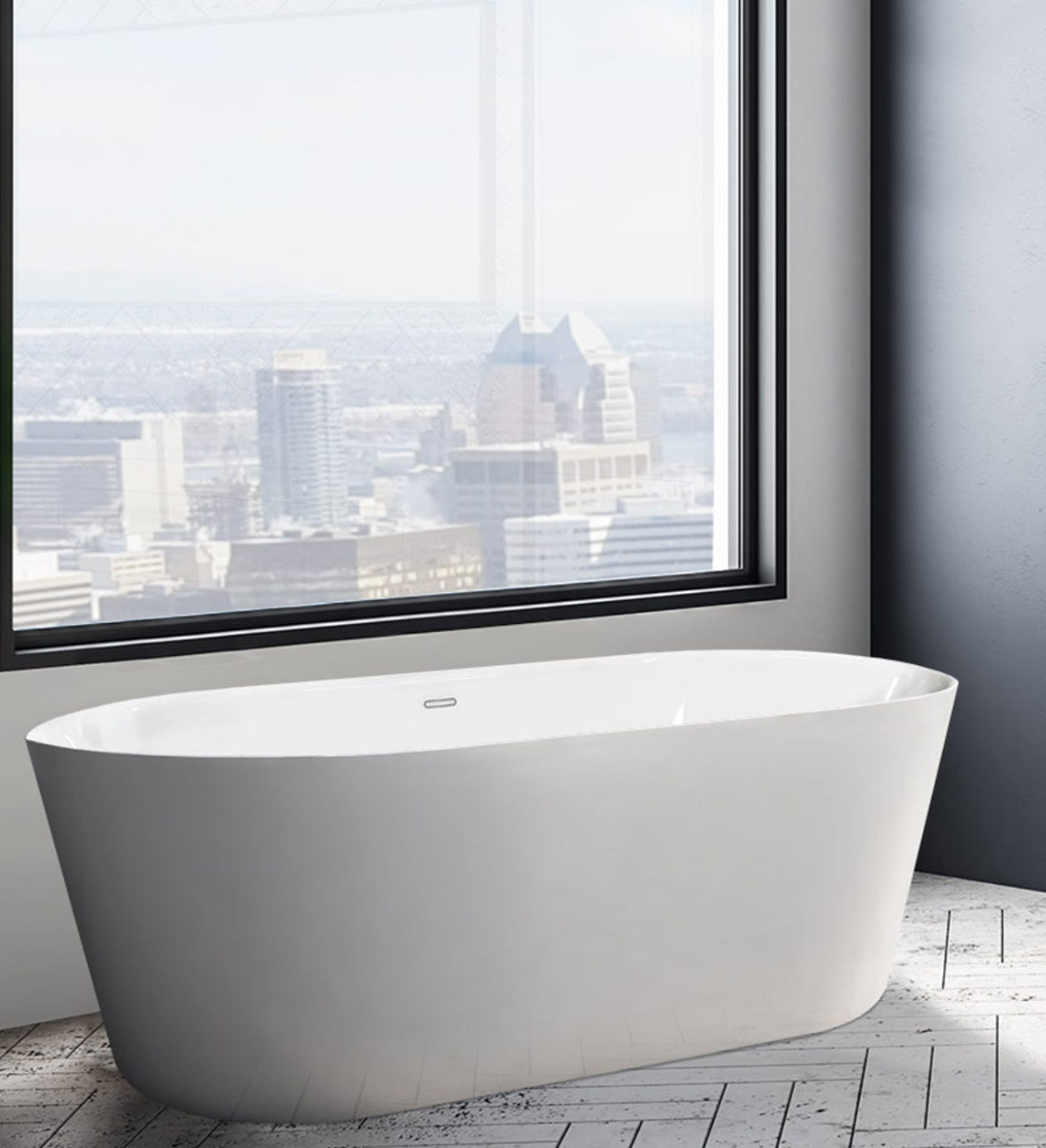 Bain autoportant moderne courbé 66x32