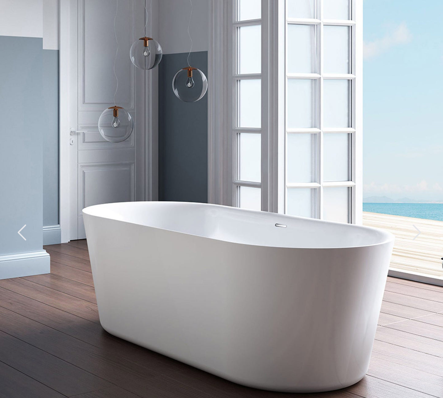 Bain autoportant moderne courbé 66x32