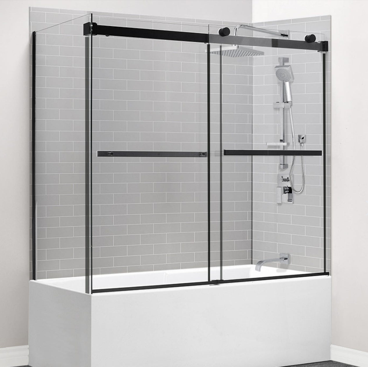 Bain en coin JUNEAU 60x32x22 avec portes en verre 2 emplacements de drain disponibles