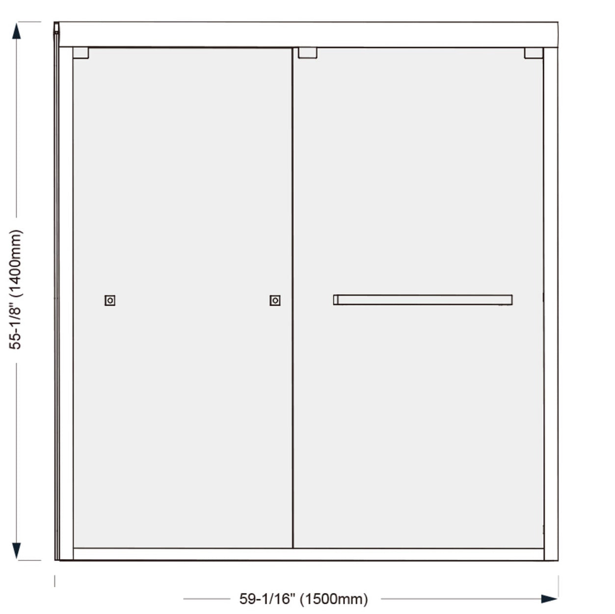 Porte de bain-douche BLUFF  60 po / 54 po / 48 po chrome