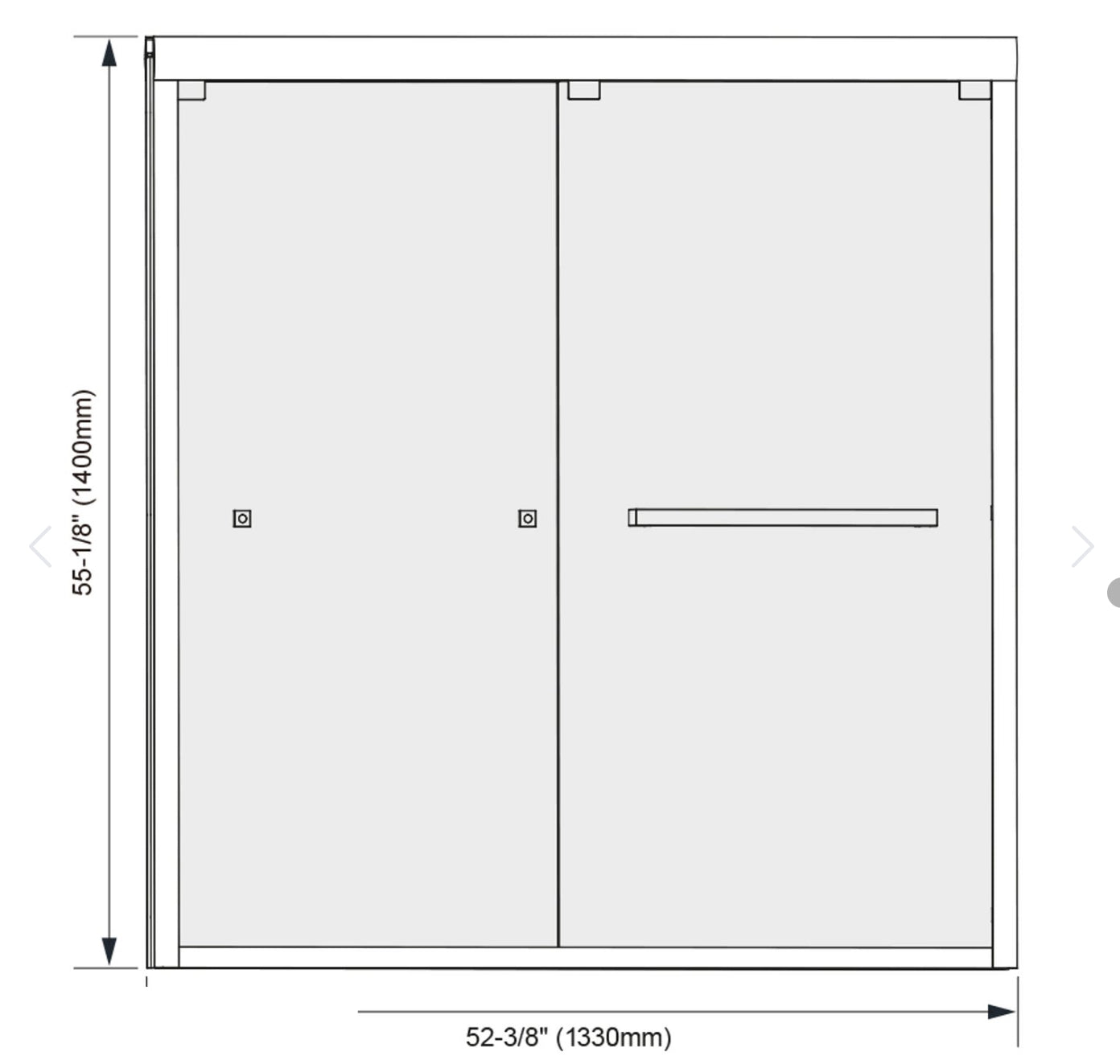 Porte de bain-douche BLUFF  60 po / 54 po / 48 po chrome