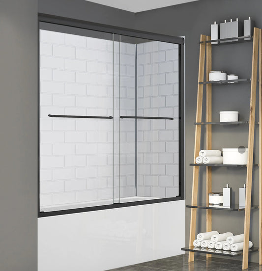 Porte de bain-douche PINE 60 po Noir mat
