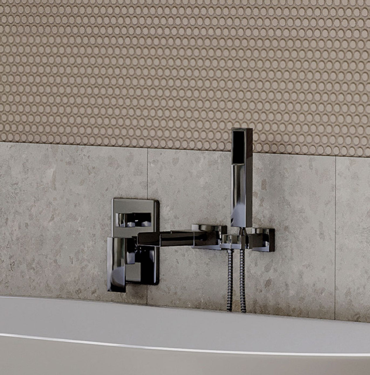 Robinet de bain mural avec douchette AUPALUK 2 types de fini