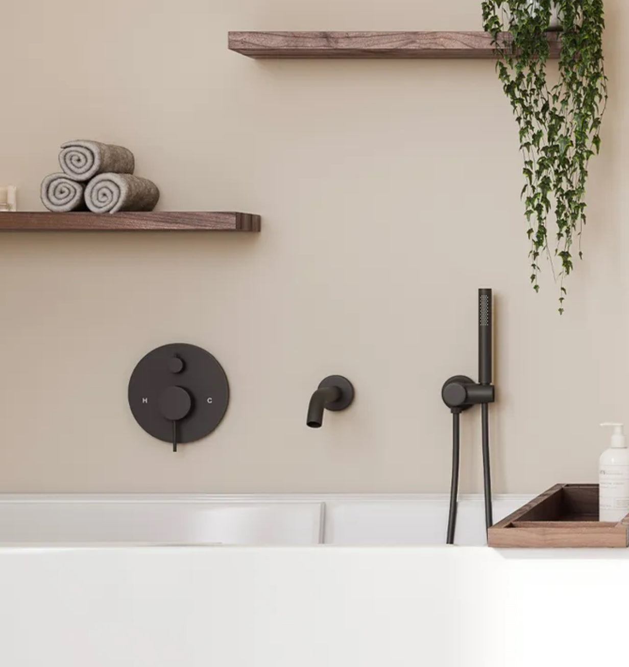 Robinet de bain mural avec douchette  AKULIVIK 2 types de fini