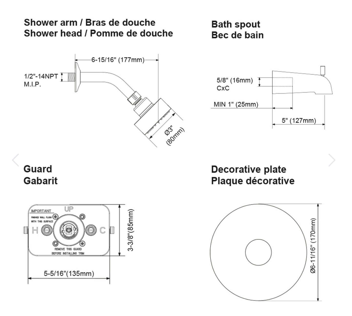 Robinet de bain-douche ADDISON