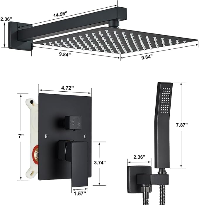Robinet de douche TRURO 10 pouces 2 couleurs disponibles