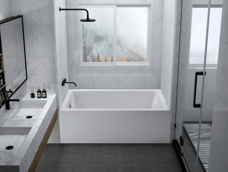 Bain douche en alcôve moderne rectangulaire 60x32 po