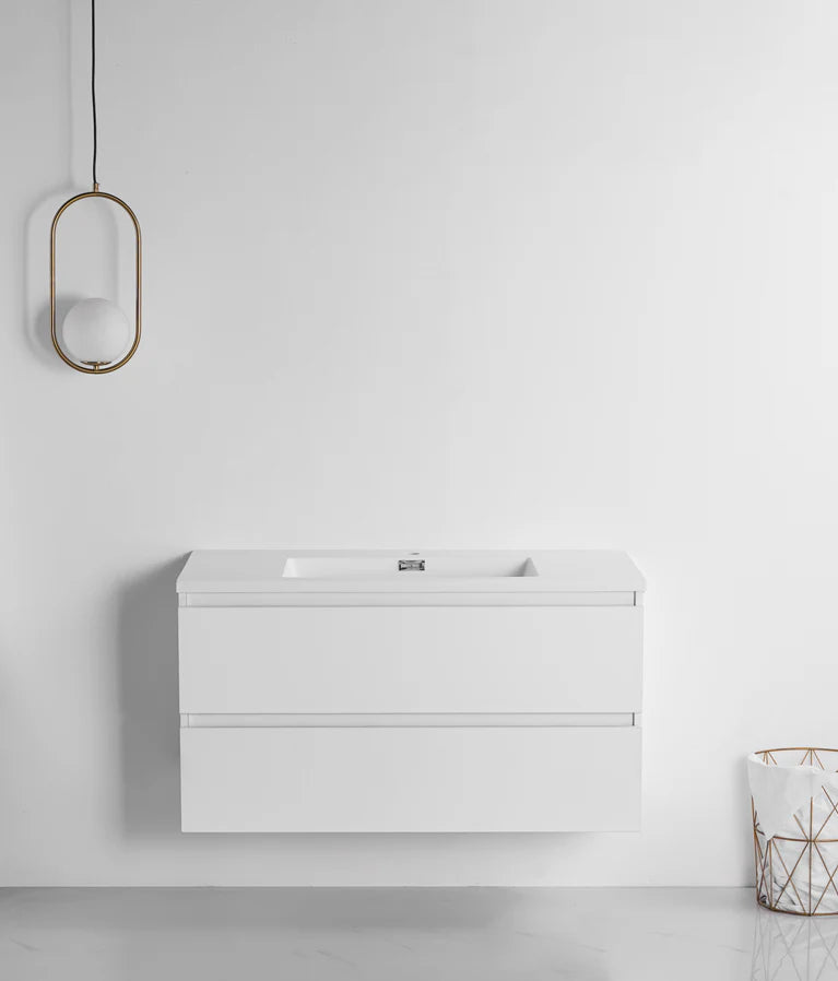 Vanité de salle de bain mural POMPANO 48 po / 40 po / 32 po / 24 po fini satiné
