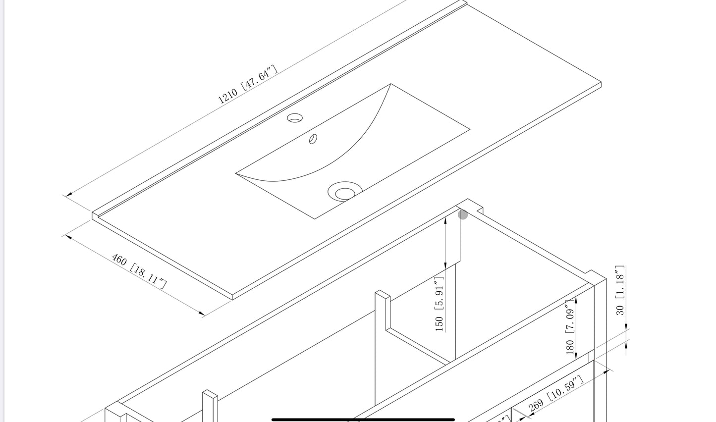 Vanité de plancher MIRAMAR 48po fini mat