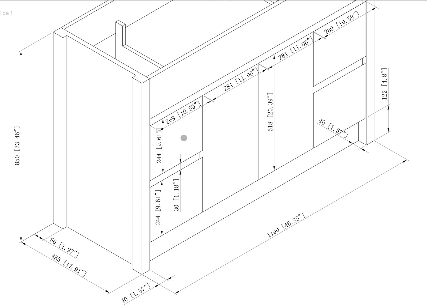 Vanité de plancher MIRAMAR 48po fini mat