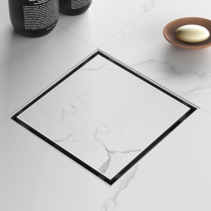 Drain de douche plusieurs dimensions disponibles carré et rectangles avec grille insert carrelage amovible