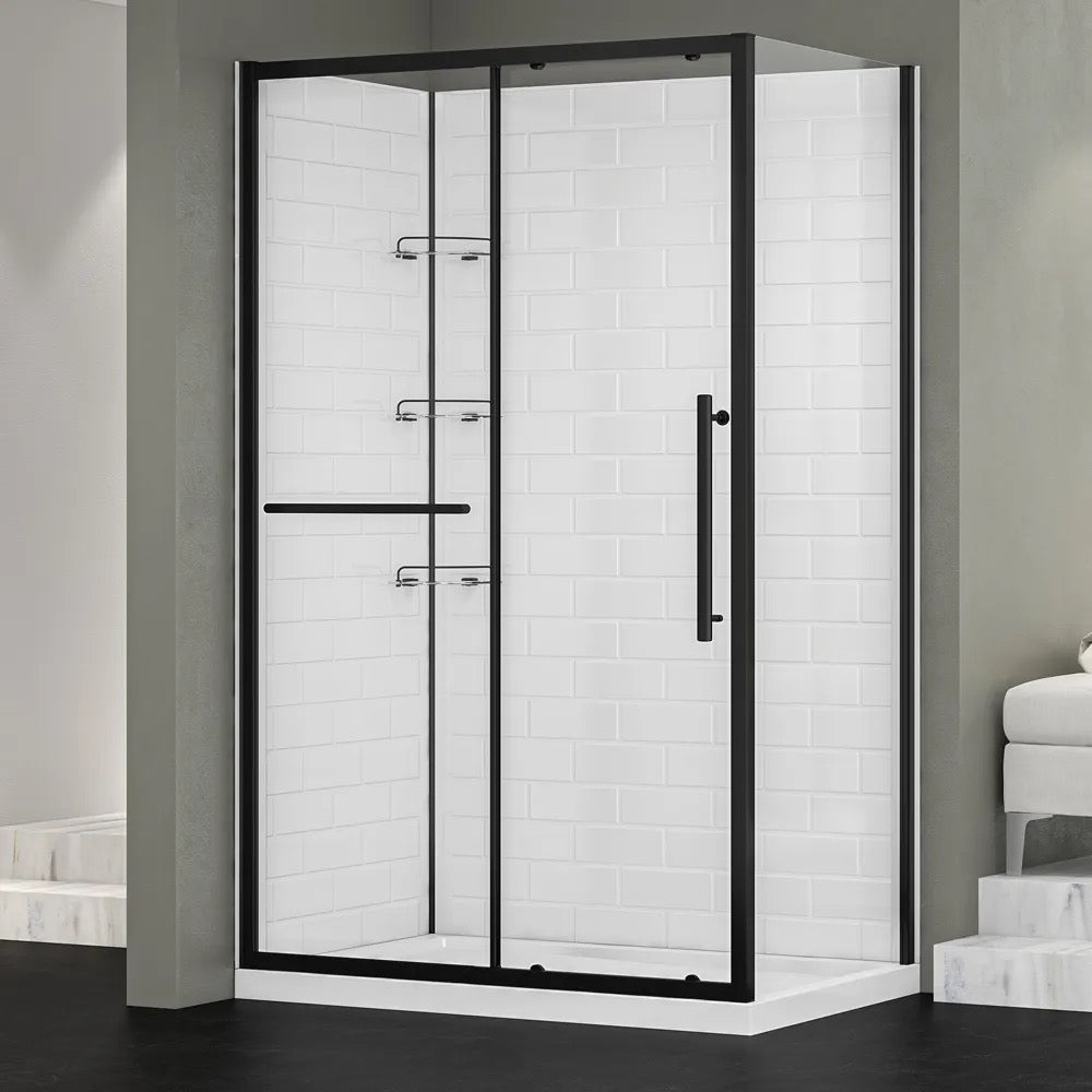 Ensemble de douche CAMPBELLTON 32" x 48" en coin noir